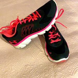 Under armor pink and black sneakers